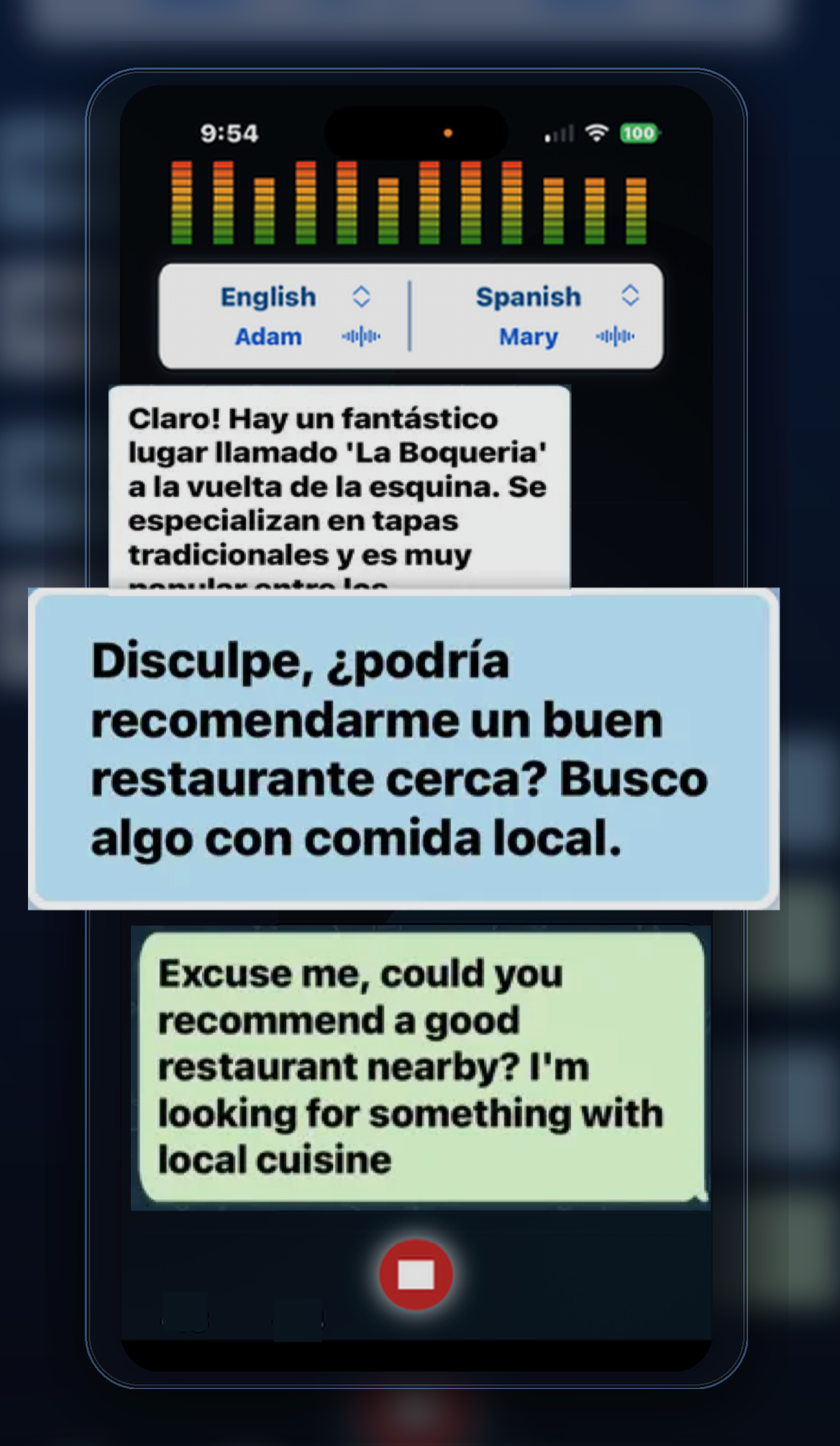 Speech Translator AI conversation screen